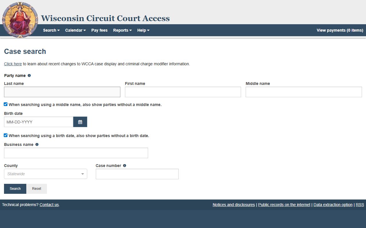 Wisconsin WCCA search for Rusk County court records after arrest